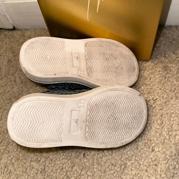 Giuseppe Zanotti Kid's Metallic Embossed Leather Low-Top Sneakers